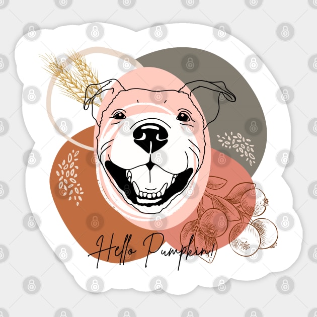 Pitbull | Happy Fall, y'all! | It's sweater weather! | Hello Pumpkin! Sticker by annagracefineart